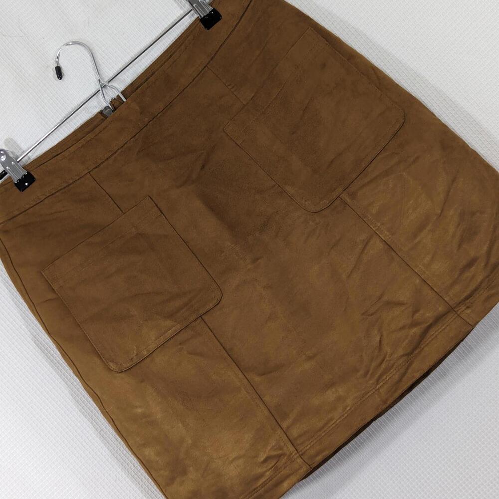 OLD NAVY! BOHO PECAN BROWN FAUX SUEDE LEATHER SKIRT! SZ 12